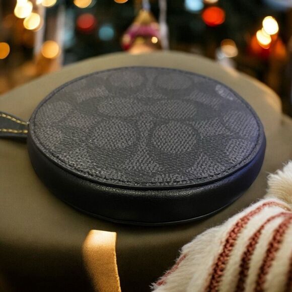 NWT Coach CX348 Signature Canvas Coin Case With Halloween Cat - Picture 3 of 6